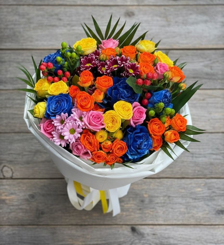 Букет цветов из: Розы и Хризантемы в Кировский Астраханской области