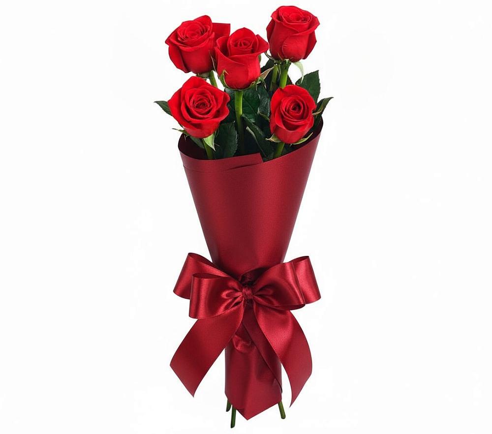 Букет 5 Красных роз Эдлесс Лав в Кировский Астраханской области