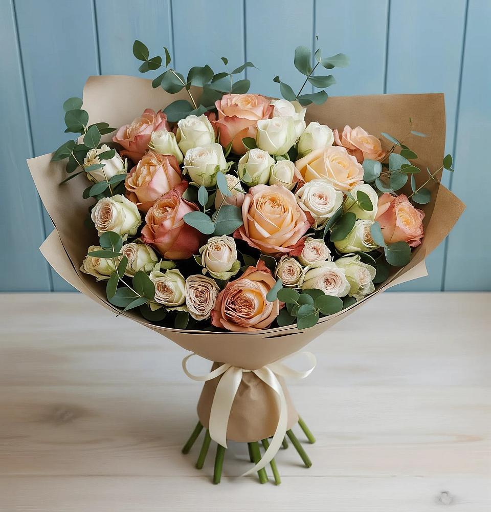 Букет цветов из: Альстромерии и Розы в Кировский Астраханской области