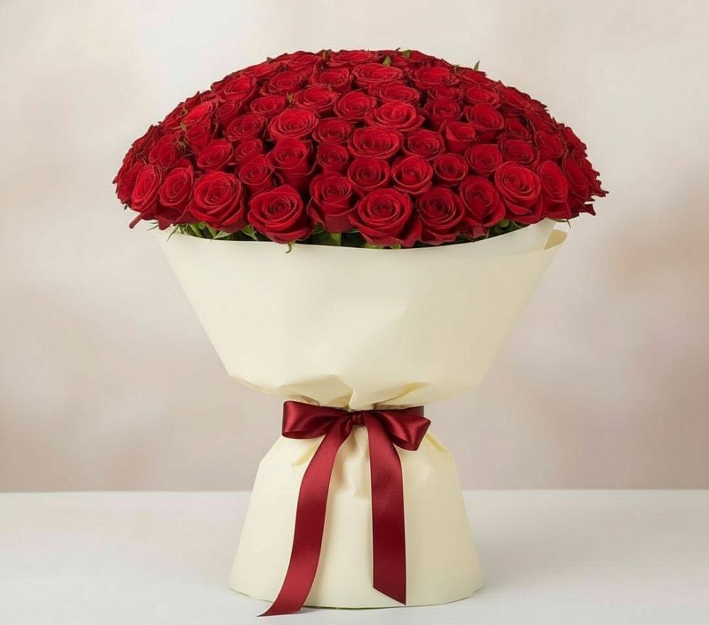 Букет 101 Красная роза Милано в Кировский Астраханской области