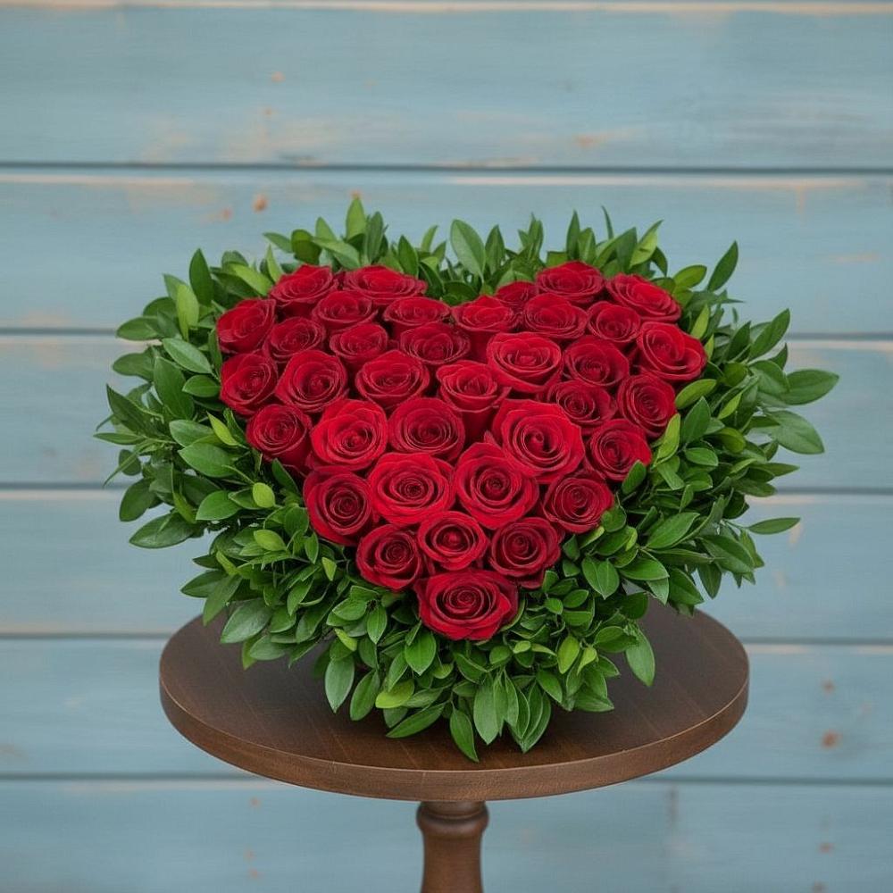 Цветочная композиция из Розы в виде сердца в Кировский Астраханской области