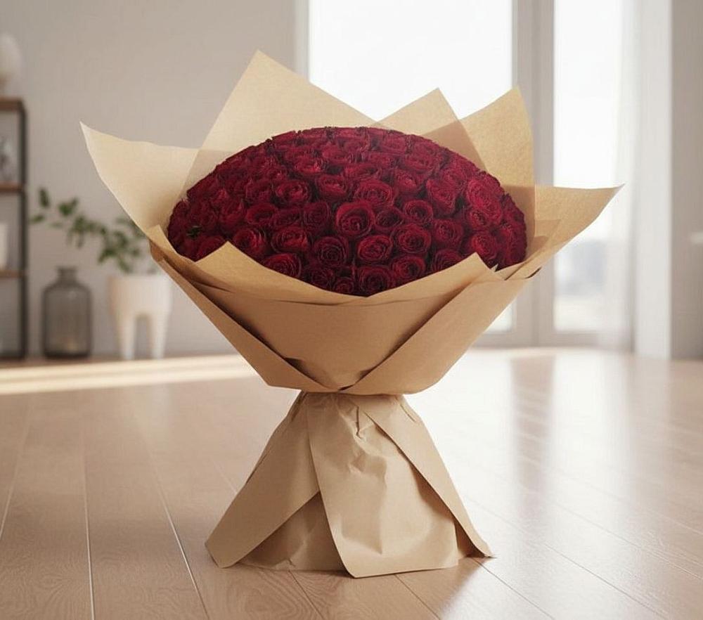 Букет 101 Красная роза в Кировский Астраханской области