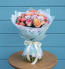 Букет цветов из:  Хризантемы и Розы в Кировский Астраханской области