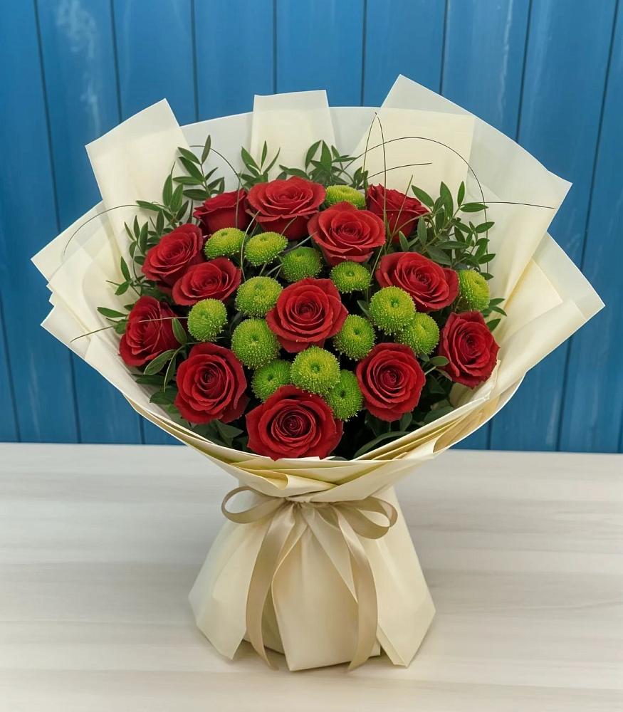 Букет цветов из: Розы и Хризантемы в Кировский Астраханской области