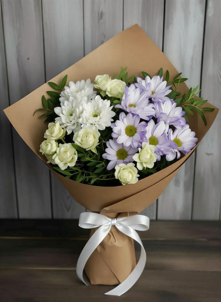 Букет цветов из: Хризантемы и Розы в Кировский Астраханской области